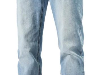 men Baggy Slim Fit Stretch Work Jeans - Straight Loose Blue Elastic
