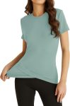 Workout Tops for Women Short Sleeve Cross Hem Athletic Compression Shirts Breathable Yoga T-Shirts