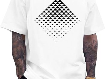 Men's Pattern T-Shirt Geometric Gradient Art Short-Sleeve Summer Top