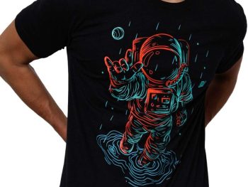 Men's Black Printed Plus Size T-Shirt