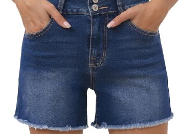 Women's Jean Shorts High Waisted Stretchy Raw Hem Summer Shorts Denim Pants with Pockets