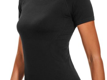 Womens Short Sleeve Athletic Shirts Slim Fit Breathable Running Shirts Moisture Wicking Yoga Workout Tops