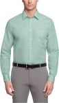 Men's Dress Shirt – Stretch & Stain-Resistant, Long Sleeve Solid Color, Business-Casual Button-Down