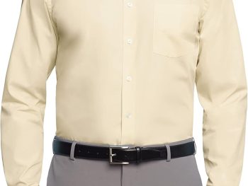 Men's Dress Shirt – 4-Way Stretch, Long Sleeve Spread Collar, Casual Solid Color, Wedding & Date Button-Down