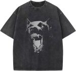 Men's Loose-Fitting Printed Retro Shirt, Loose-Fitting Pure Cotton Acid Wash T-Shirt