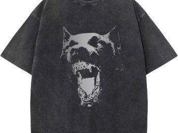 Men's Loose-Fitting Printed Retro Shirt, Loose-Fitting Pure Cotton Acid Wash T-Shirt