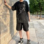 Printed T-Shirt, Retro Loose Plus Size T-Shirt, Street Casual Acid Wash Men's Top