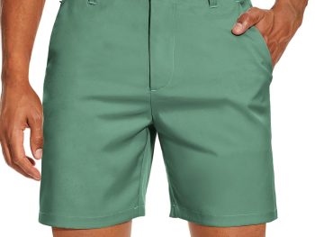 Men's Golf Dress Shorts Flat Front  7 Inch Lightweight Quick Dry Chino Casual with Pockets