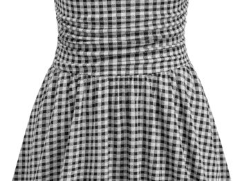 Women's Cocktail Dress Gingham Bubble Tube Dress Strapless Ruched Sleeveless Dresses for Summer Trendy